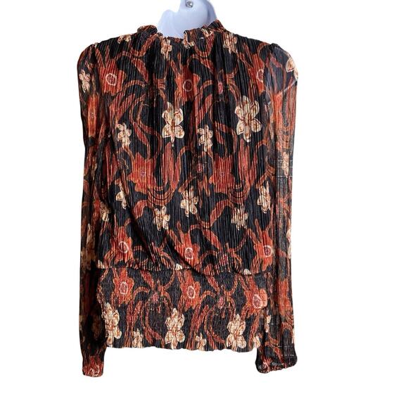 Joie Women's Floral Pleated Blouse Size M Victorian Whimsigoth Old Money‎ Career - Picture 2 of 11